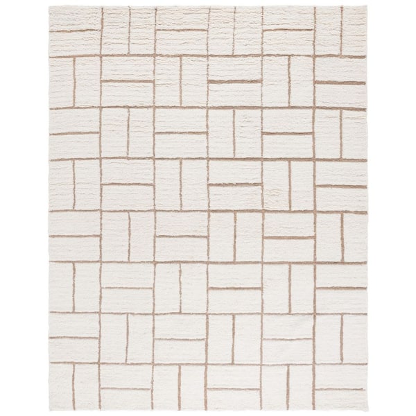 SAFAVIEH Casablanca Natural/Ivory 8 ft. x 10 ft. Geometric Grid Area Rug