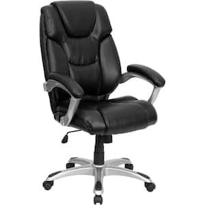 Faux Leather Swivel Office Chair in Black