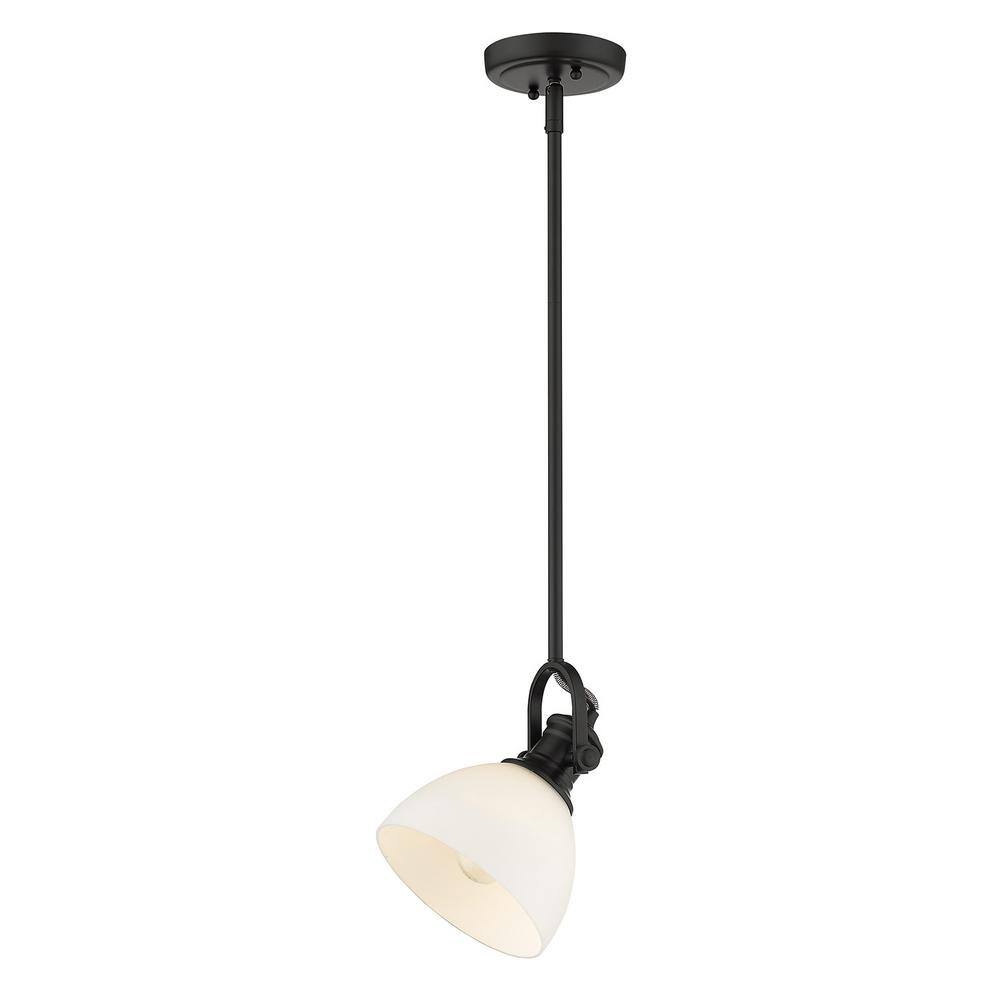 Hines Transitional Mini Pendant in Matte Black with Opal Glass