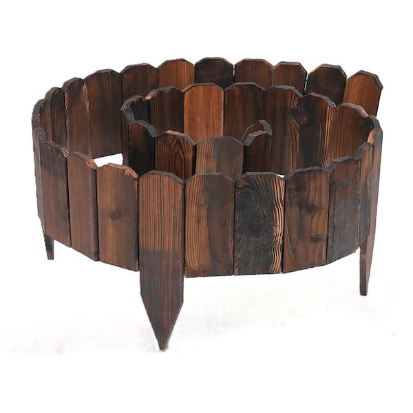 Unbranded 1 in. x 14 in. x 141.6 in. Sturdy Brown Pine Wood, Garden Fence Edging, No Fading Wooden Planter Fencing Yard Pathway