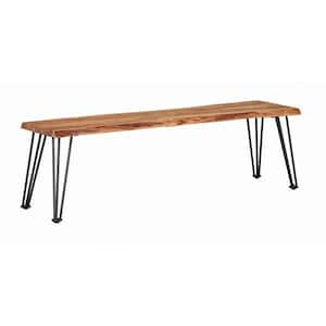 Sherman Natural Acacia and Matte Black Dining Bench 60 in.