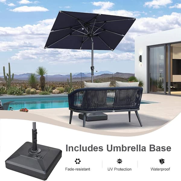 11 patio umbrella withl ights 13ft Solar Double-Sided Patio Twin Umbrella with Led Lights main image 0