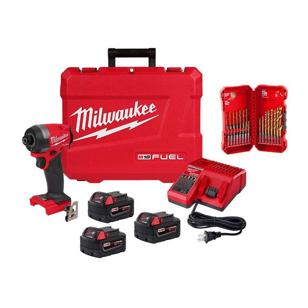 M18 FUEL 18V 1/4 in. Hex Impact Driver Kit w/ (3) 5. 0Ah Batteries, Hard Case with SHOCKWAVE 23-Pc Titanium Set price history on PriceWatchPro