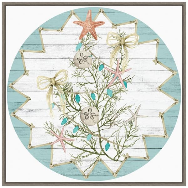 Amanti Art 22 in. Seas And Greetings Collection F Christmas Holiday Framed Canvas Box Wall Art