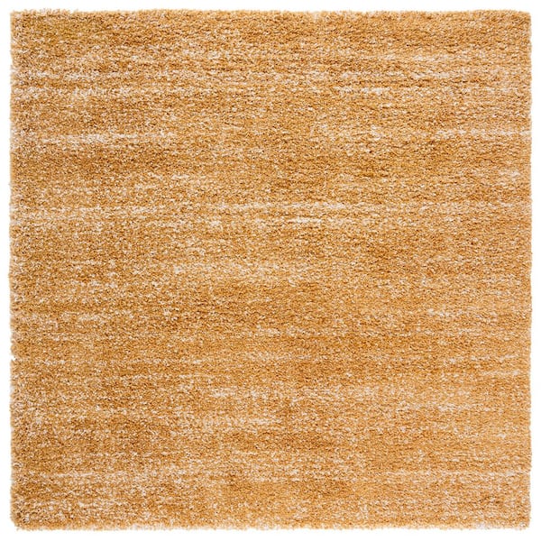 Hudson Shag 7 ft. x 7 ft. Gold/Ivory Solid Marle Square Area Rug