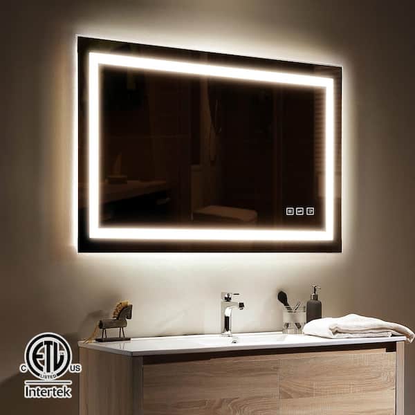 Anti Fog Wall Bathroom Vanity Mirror, Long Wall Mirror Horizontal