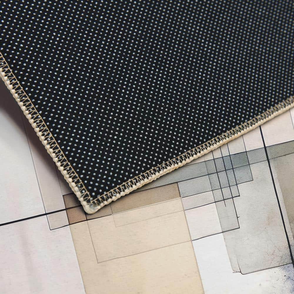 Black and Beige Geometric Washable 8' x 10' Area Rug
