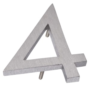 4 in. Brushed Aluminum Floating or Flat Modern House Number 4