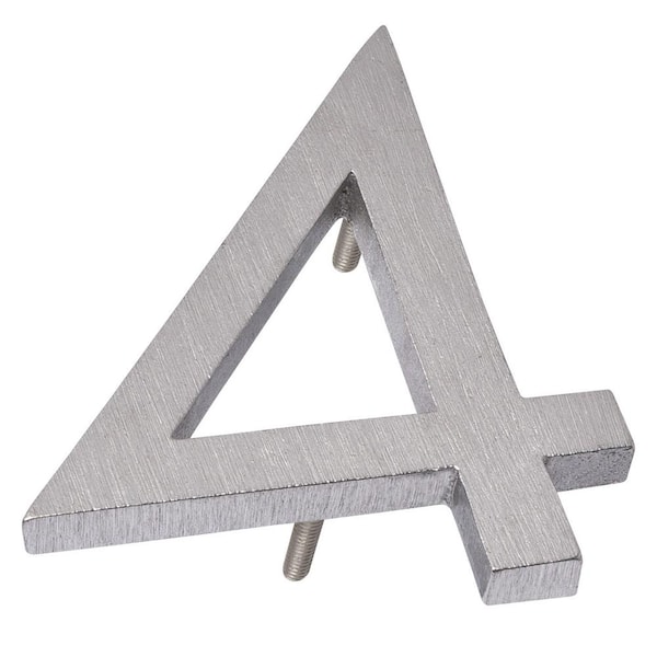 Montague Metal Products 4 in. Brushed Aluminum Floating or Flat Modern House Number 4