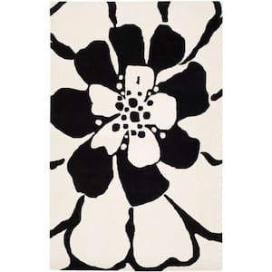 Soho Black/White 4 ft. x 6 ft. Floral Area Rug