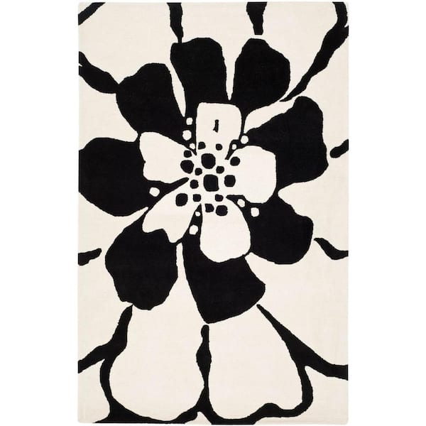 SAFAVIEH Soho Black/White 4 ft. x 6 ft. Floral Area Rug