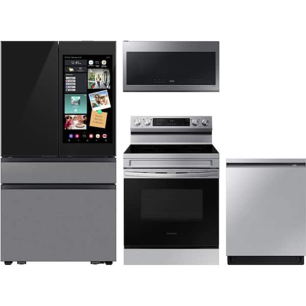 Bespoke 29 cu. ft. Standard Depth Refrigerator with 5 Burner Smart Freestanding Range and Tall Tub Dishwasher