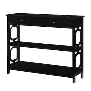 Omega 39.5 in. Black Rectangle Particle Board Top 1 Drawer Console Table with Shelves