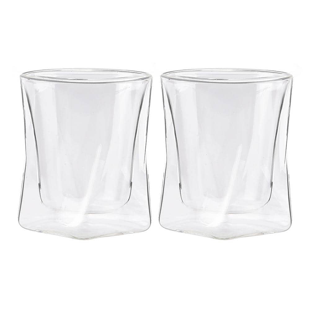 Modern 10 oz Clear Insulated Double Wall Whiskey Glass Set