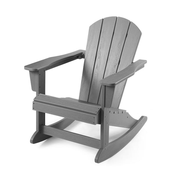 Gray Rocking Chair HDPE Plastic Outdoor Adirondack Chair