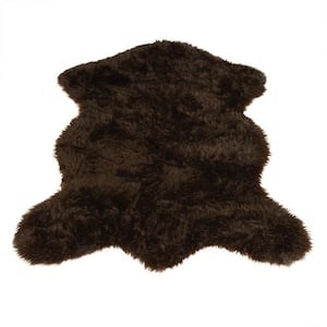 Brown 3 ft. x 5 ft. Made in France Bear Pelt Faux Fur Luxuriously Soft and Eco Friendly Area Rug