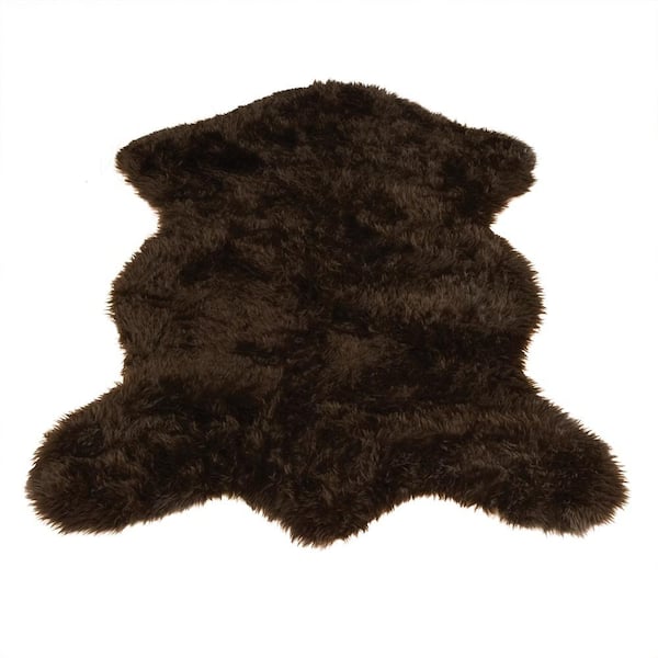 Walk on Me Faux Fur Area Rug Luxuriously Soft and Eco Friendly Bear Pelt 3' x 5' Brown Made in France