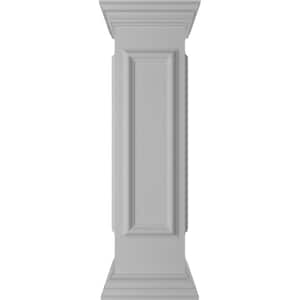 End 40 in. x 10 in. White Box Newel Post with Panel, Flat Capital and Base Trim (Installation Kit Included)