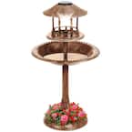 Solar Bronze Pedestal Fountain Birdbath