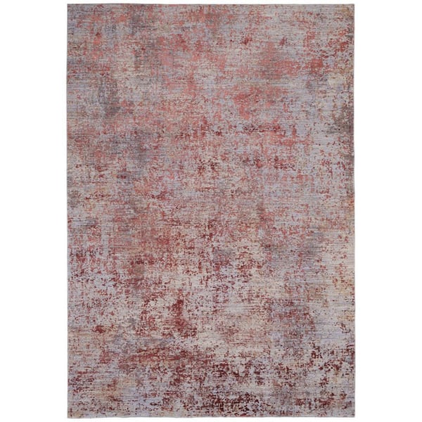 HomeRoots 10 ft. x 13 ft. Red, Gray Abstract Area Rug