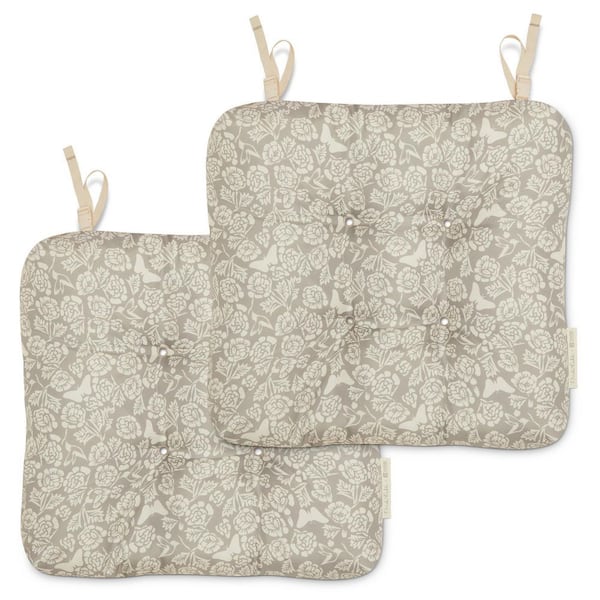 Classic Accessories Frida Kahlo 19 in. Patio Seat Cushions in Flores Eternas, Taupe (2-Pack)