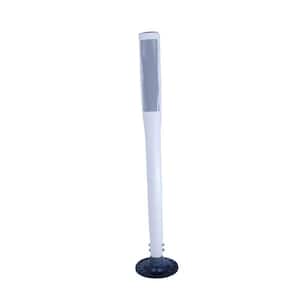 42 in. White Flat Delineator Post and Base with 3 in. x 12 in. High-Intensity Strip