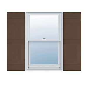 14 in. x 63 in. Lifetime Vinyl Standard Four Board Joined Board and Batten Shutters Pair Federal Brown