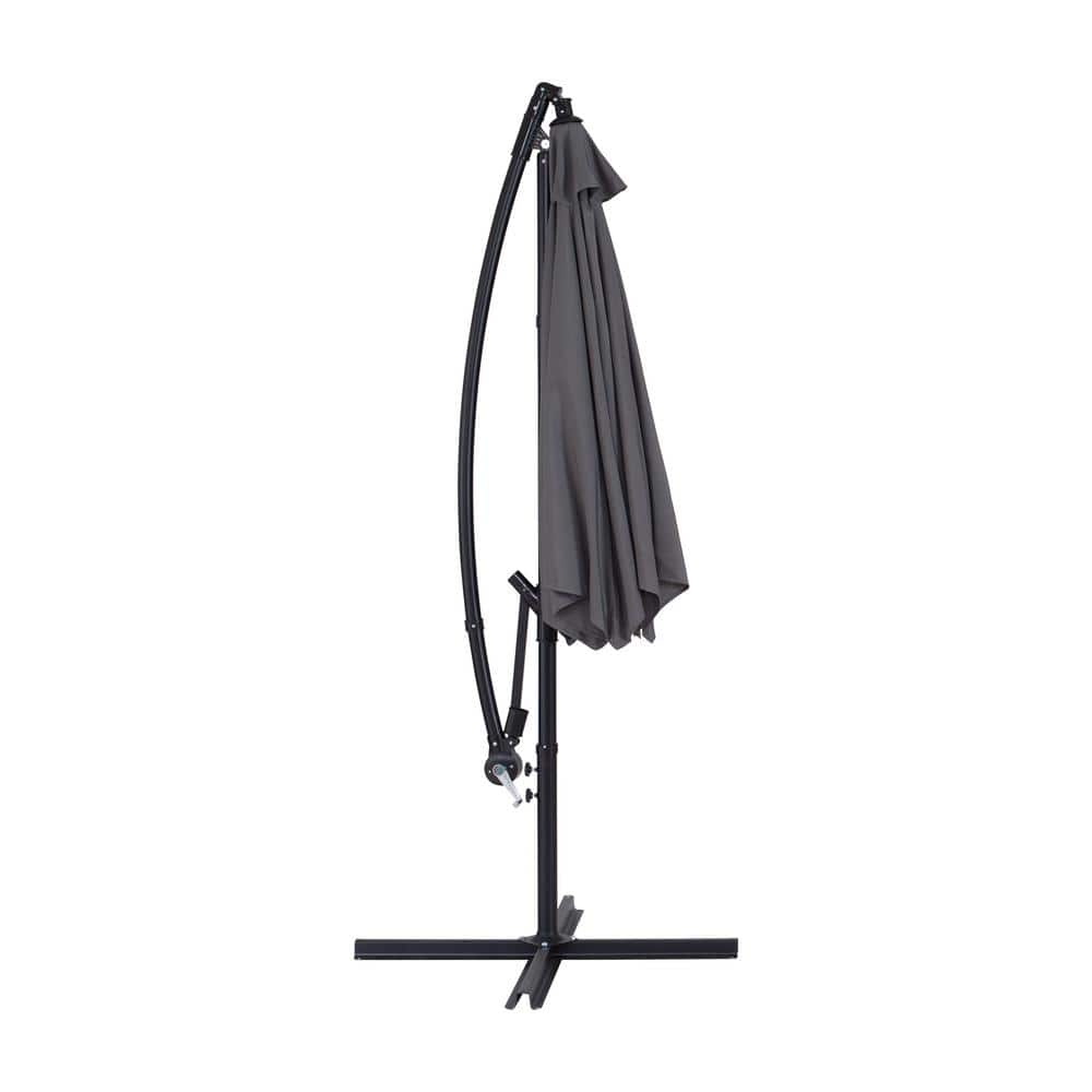 Gray 9ft UV-Resistant Polyester Cantilever Patio Umbrella with Steel Frame