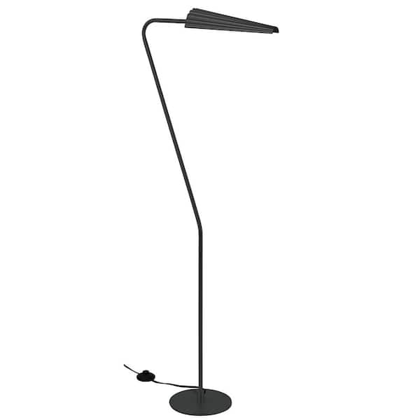 Dainolite Cassie 53.25 in. Black Transitional 1-Light Standard Floor Lamp for Living Room with Metal Cylinder Shade