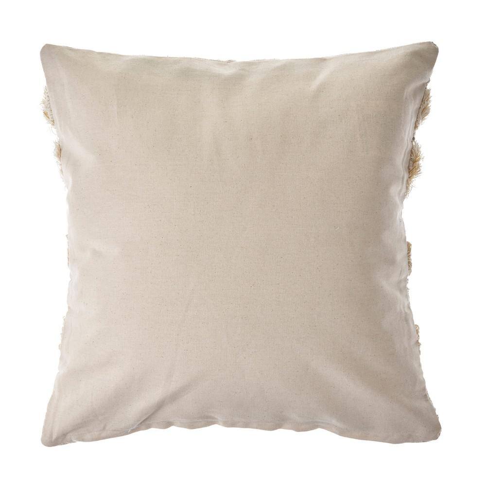 Zanthia Cream and Gray Embroidered Square Throw Pillow