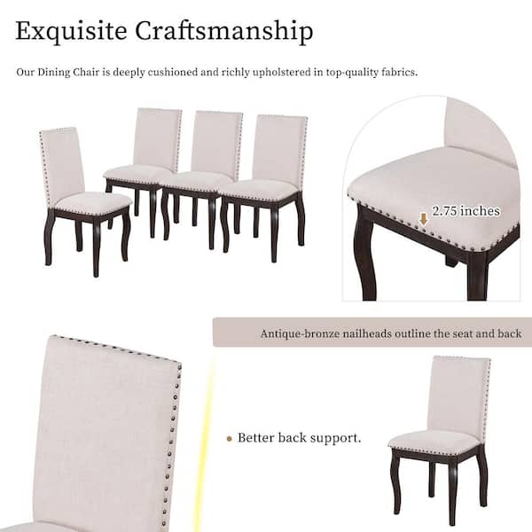 LUCKY ONE Cinnamon Espresso Upholstered Fabirc Wood Curved