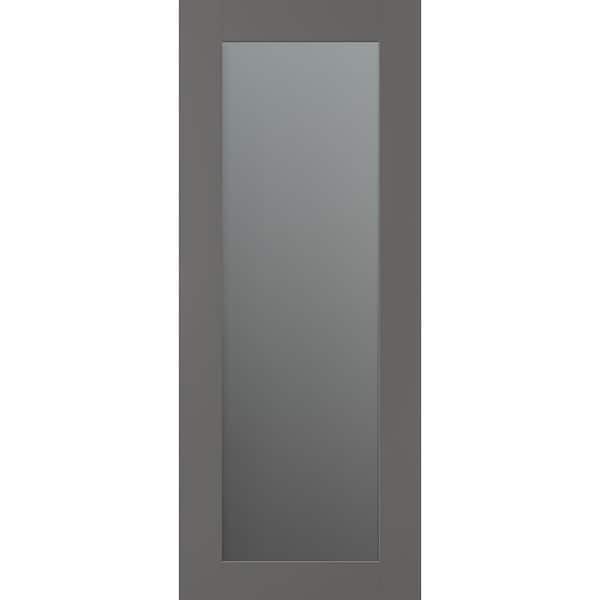 Vona 207 36 in. x 84 in. No Bore Solid Core Gray Matte Wood And Full Lite Frosted Glass Composite Interior Door Slab