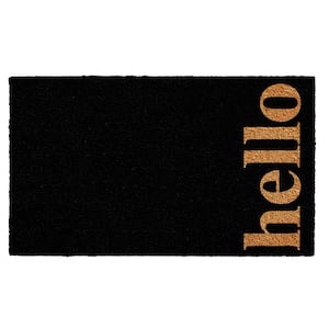 Vertical Hello Black/Natural 24 in. x 36 in. Door Mat