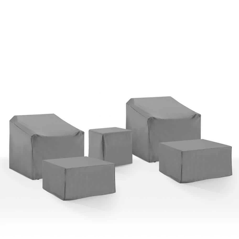 Gray Heavy-Duty Vinyl 5-Piece Outdoor Furniture Cover Set