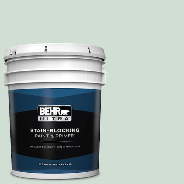 BEHR ULTRA 5 gal. #ECC-65-1 Aruba Aqua Satin Enamel Exterior Paint & Primer