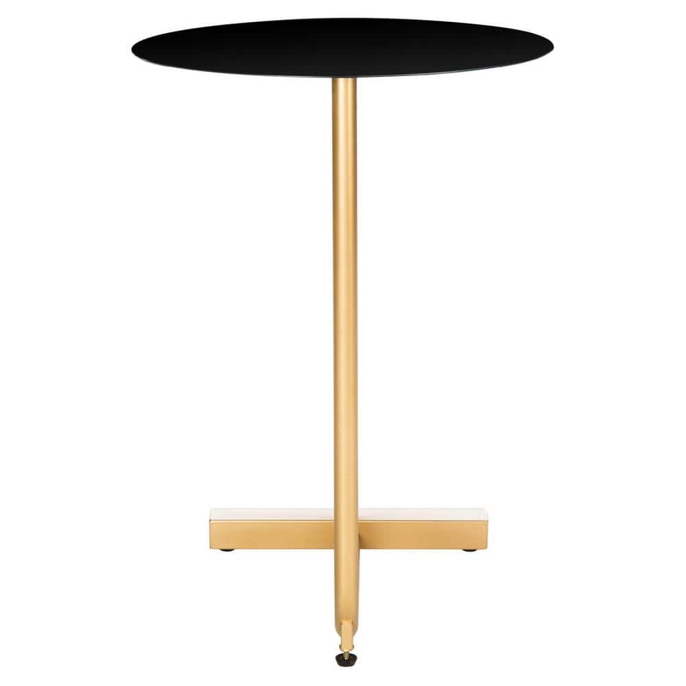 Haylee Black and Gold Round Metal Accent Table