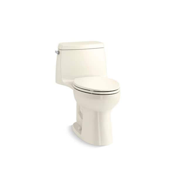 KOHLER Santa Rosa 12 in. One-Piece Single Flush: 1.6 GPF Single Flush Elongated Toilet in Biscuit Seat Included