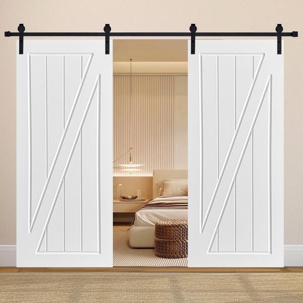 AIOPOP HOME Double Modern Z Frame 42 in. x 84 in. MDF White Barn
