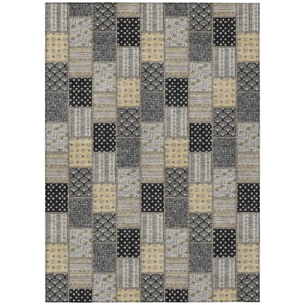 Chantille Machine Washable Indoor/Outdoor Abstract ACN2923 Graphite 9 ft. x 12 ft. Area Rug
