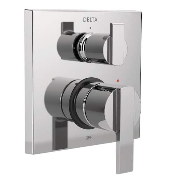 Delta Ara Modern 2-Handle Wall-Mount Valve Trim Kit with 3-Setting Integrated Diverter in Chrome (Valve Not Included)