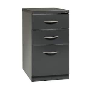 23 in. D 3-Drawer Charcoal Metal Letter Width 15 in. W Mobile Pedestal File Cabinet Box-Box-File with Arch Pull