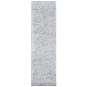 August Shag Silver 2 ft. x 10 ft. Solid Runner Rug