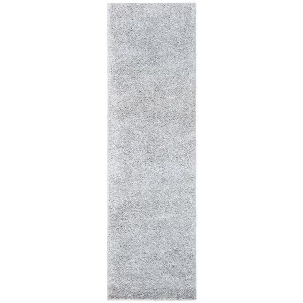 SAFAVIEH August Shag Silver 2 ft. x 10 ft. Solid Runner Rug