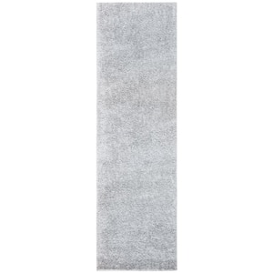 August Shag Silver 2 ft. x 12 ft. Solid Runner Rug