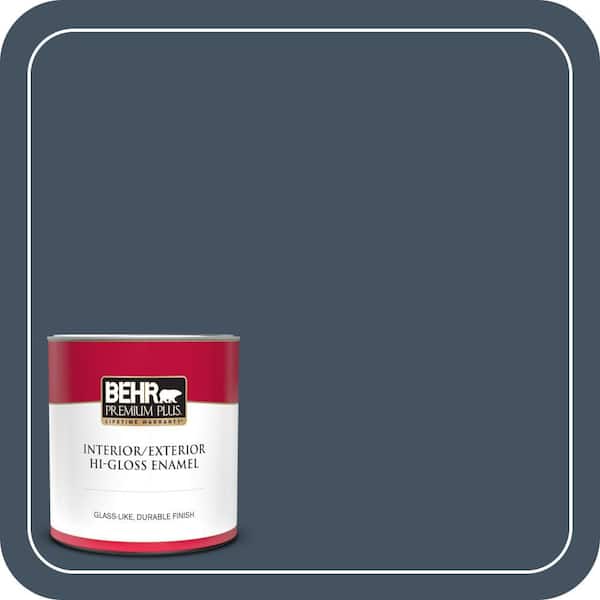 BEHR PREMIUM PLUS 1 qt. #ECC-30-3 Night Tide Hi-Gloss Enamel Interior/Exterior Paint & Primer