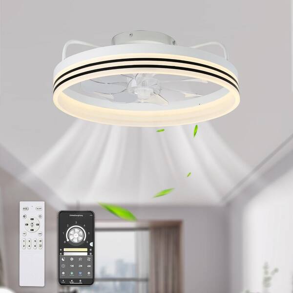 Bella Depot 20 in. LED Indoor White Low Profile Dimmable Ceiling Fan ...