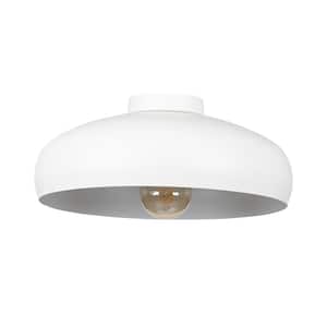 Mogano 15.75 in. W x 6.77 in. H 1-Light White Flush Mount Ceiling Light with Metal Dome Shade