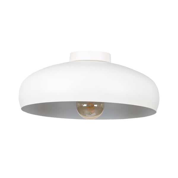 Eglo Mogano 15.75 in. W x 6.77 in. H 1-Light White Flush Mount Ceiling Light with Metal Dome Shade