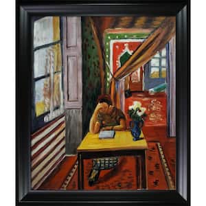 Reader Leaning Her Elbow on the Table by Henri Matisse Black Matte Framed People Oil Painting Art Print 25 in. x 29 in.