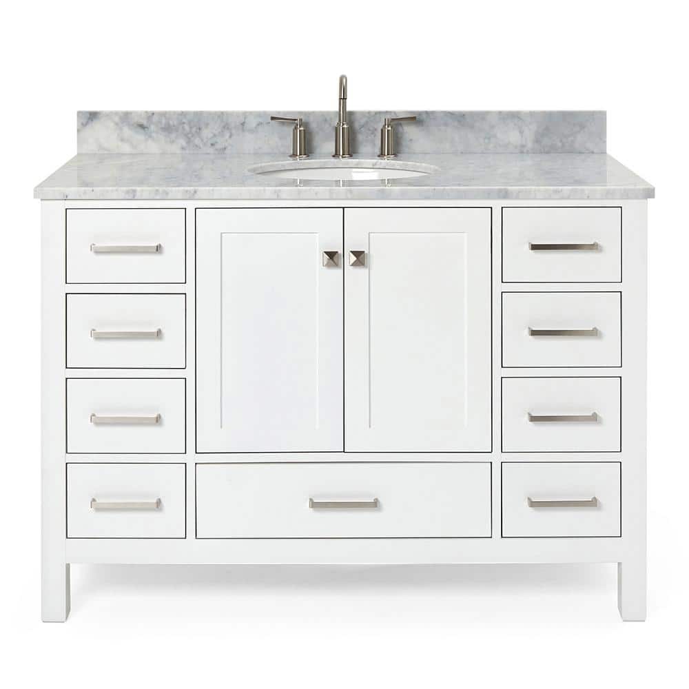 Cambridge 49" White Marble Top Single Bathroom Vanity